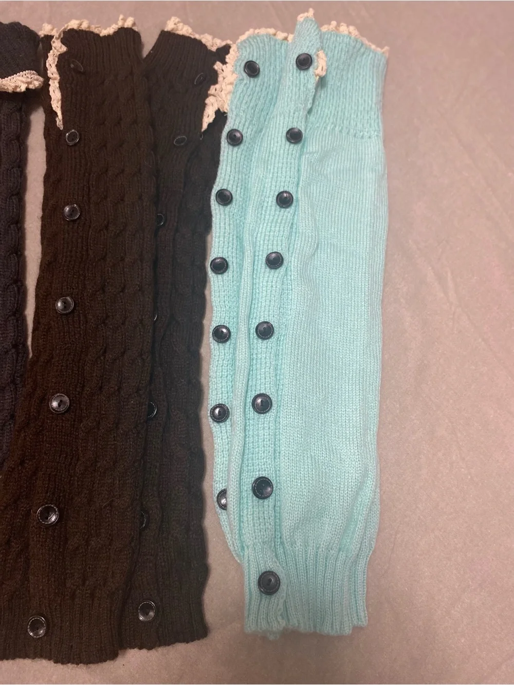 Winter Womens Knitted Leg Warmers Warm High Knee Stocking Boot Button Long Sock
